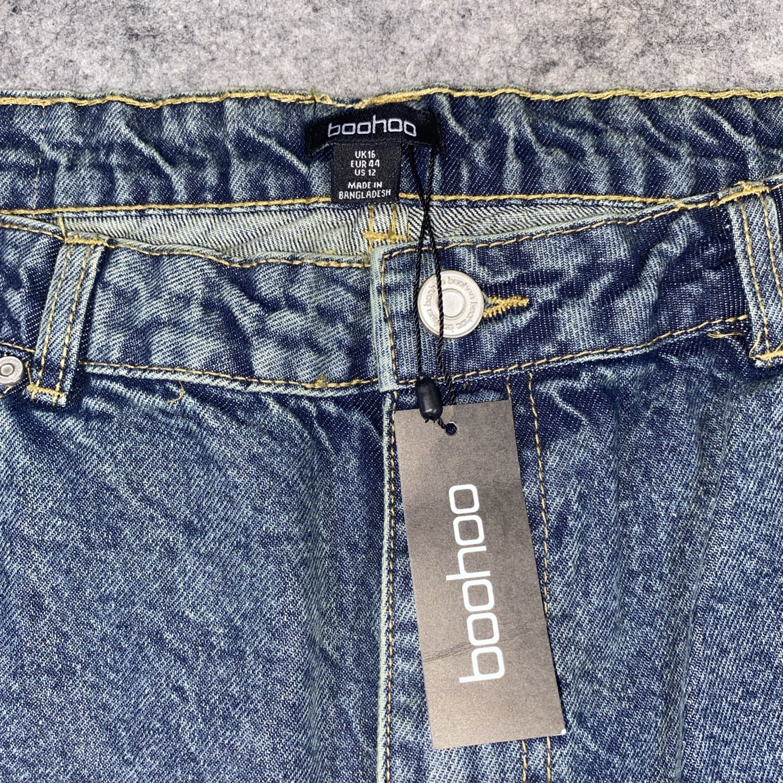 Boohoo Jeans Women's 12 Tall Vintage Blue High Waisted Straight Leg Gunge Skater — image 8 of 8